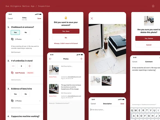 Inspection questionnaire mobile app screens by Devunora